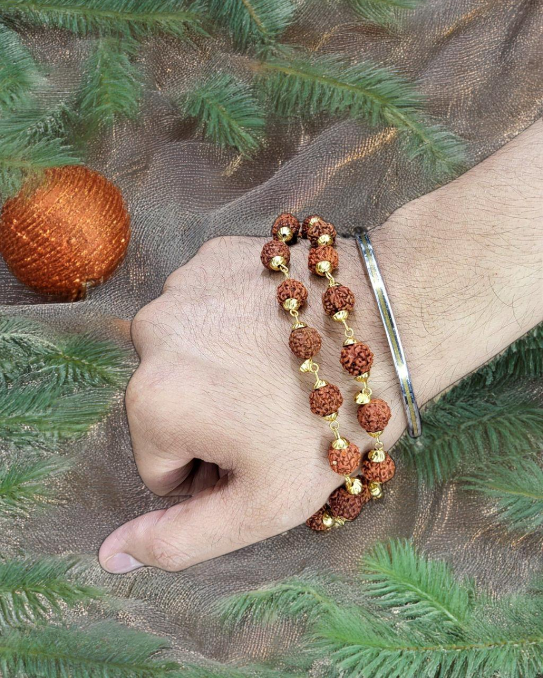 5 Mukhi Rudraksh Mala with Gold Plated chain